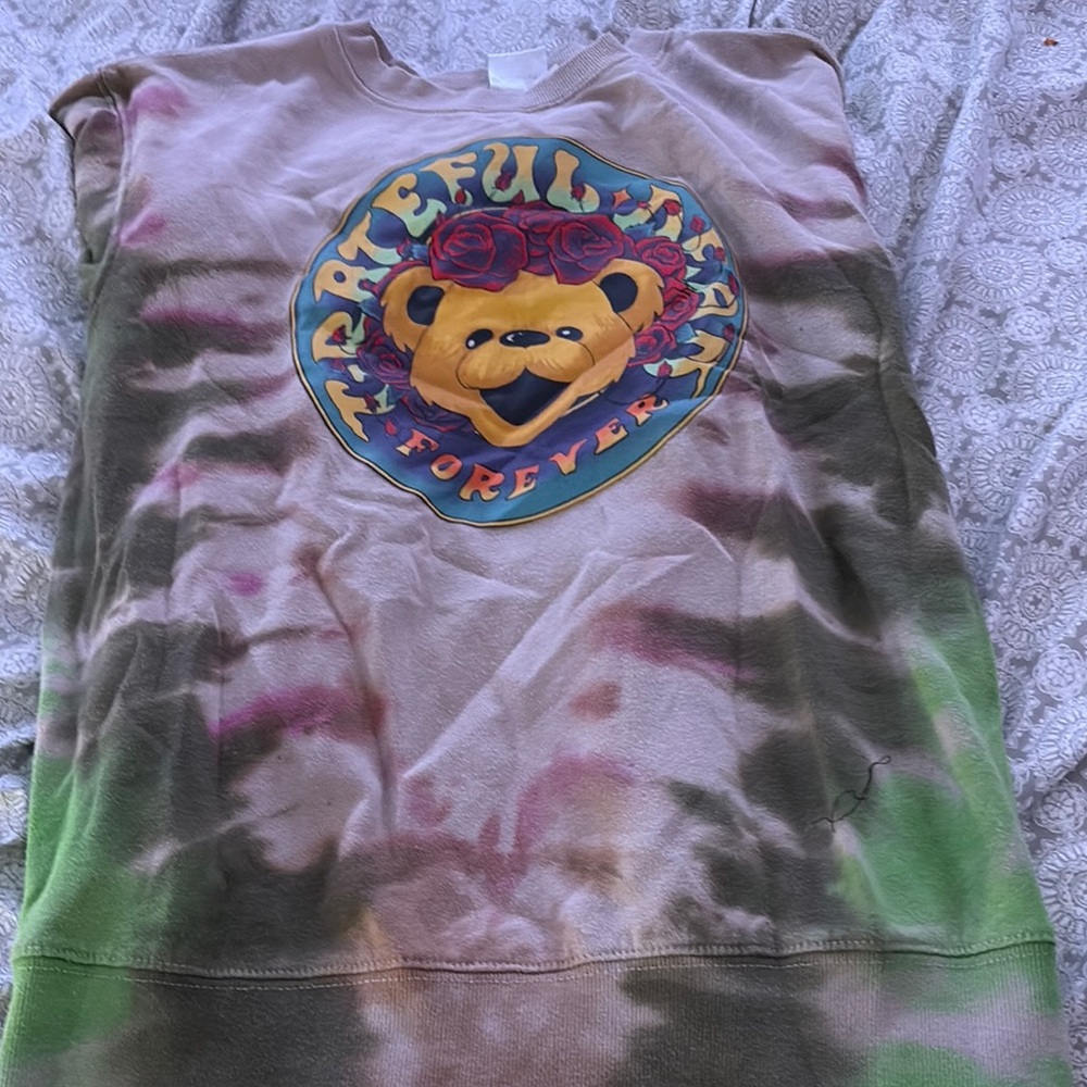 Tart Pink and Green Tie-Dye Sweatshirt